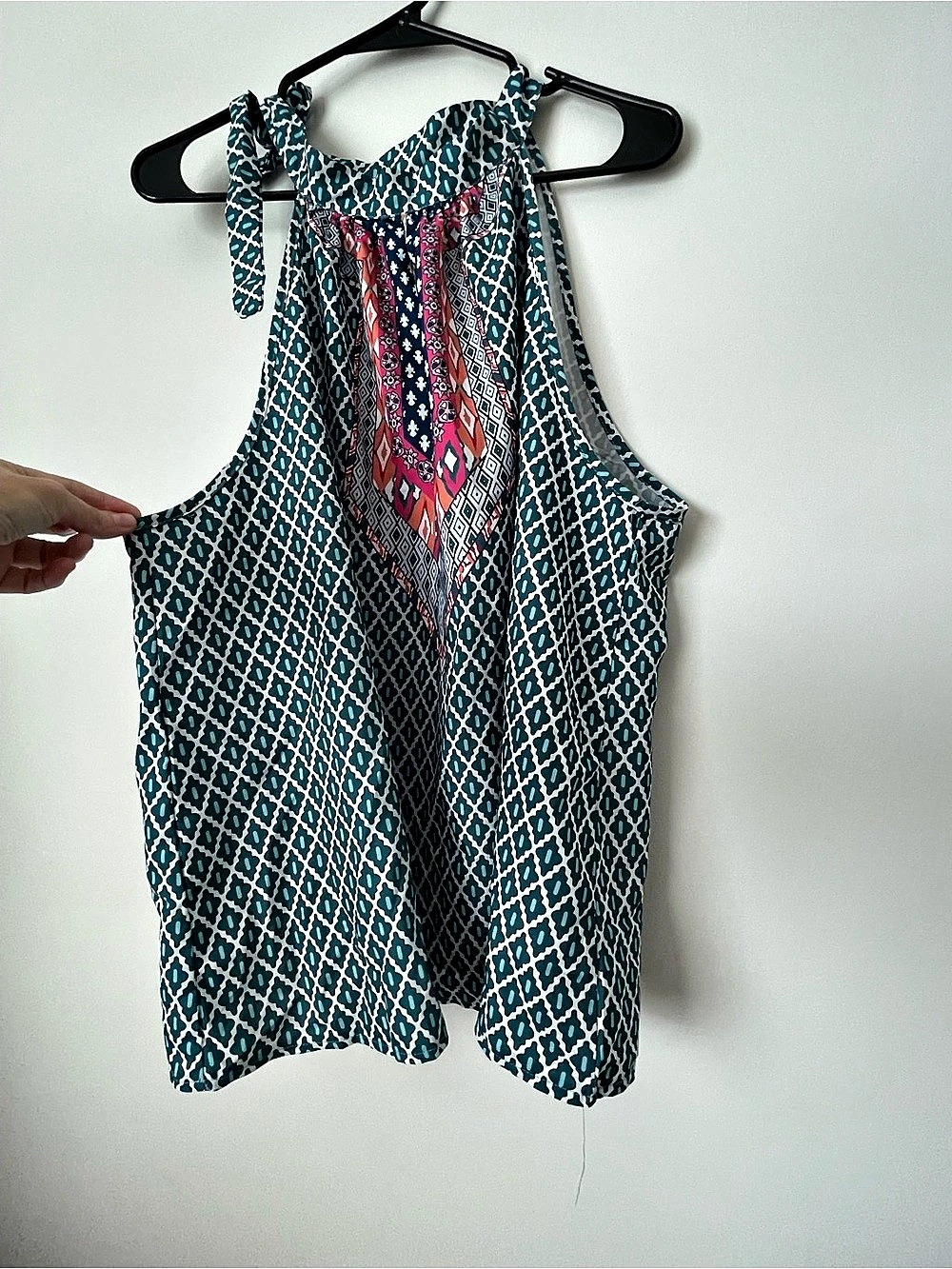 SHEIN Geometric Tunic in Green & Pink 3XL Like New